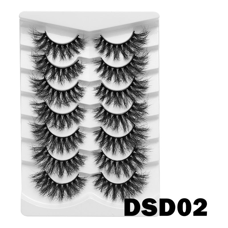 5/7/10Pairs Cat Eye Lash False Eyelashes Natural Faux Mink Eyelashes