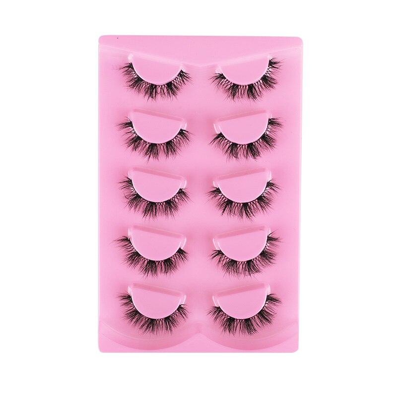 5pairs Lashes Manga Lashes 3D Clear Band Lashes Natural Look Wispy Mink Eyelashes Fluffy Cat Eye Lashes individual Eyelashes