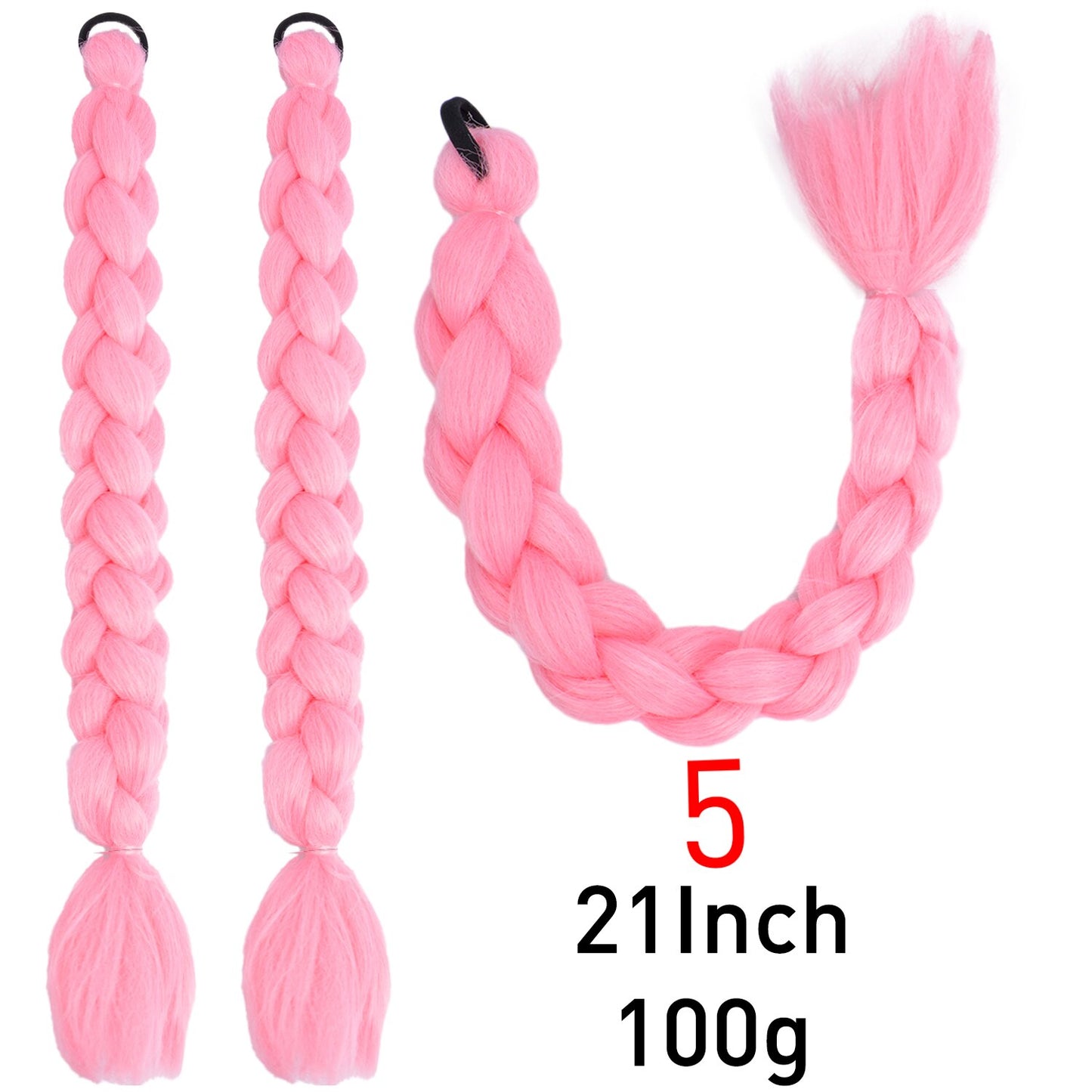 Synthetic Braided Plaited Fishtail Fishbone Drawstring Ponytail 20Inch Long Ombre Blonde Pink Hair Extensions For Women