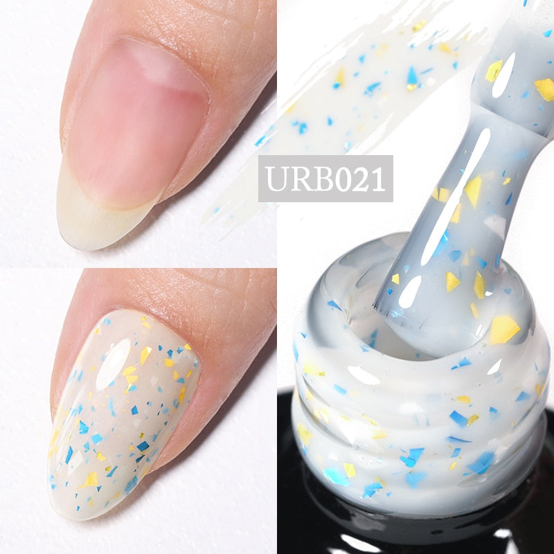 Aurora Rubber Gel Nail Iridescent Pearl Effect Metallic Mirror Nails Manicure Soak Off UV LED No Wipe Top Coat Base Gel