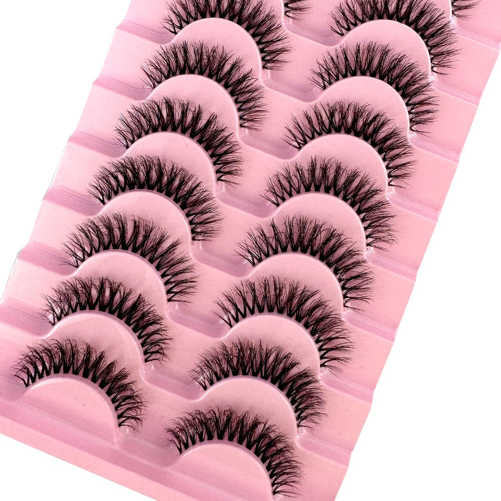 10 Pairs3D Mink Invisible Lash Handmade Crisscross Eyelashes Clear Band Soft Strip Eyelash Natural Long Wispy False Lashes