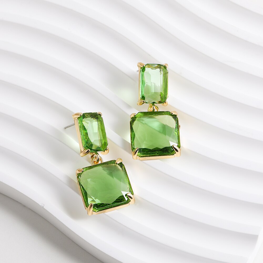 Transparent Resin Pendant Hanging Earring Bohemia Trendy Geometric Square Acrylic Drop Dangle Earrings Jewelry