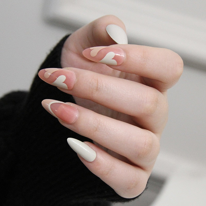 24pcs Press on Nails Short Fake Nails with Glue Jelly Gradient Design Detachable Artificial Nail Acrylic Coffin False Nails Tips