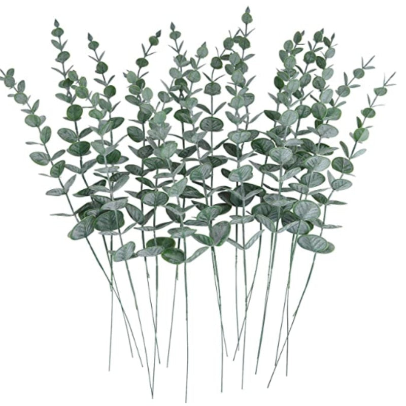6/12/18 Pcs Artificial Eucalyptus Leaves Green Branches Fake Plants Wedding Party for Home Garden Decoration Christmas Wreath