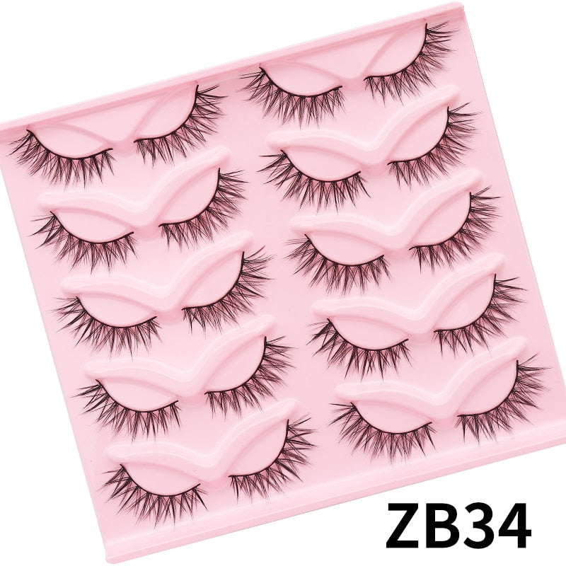 5/7/10Pairs Cat Eye Lash False Eyelashes Natural Faux Mink Eyelashes