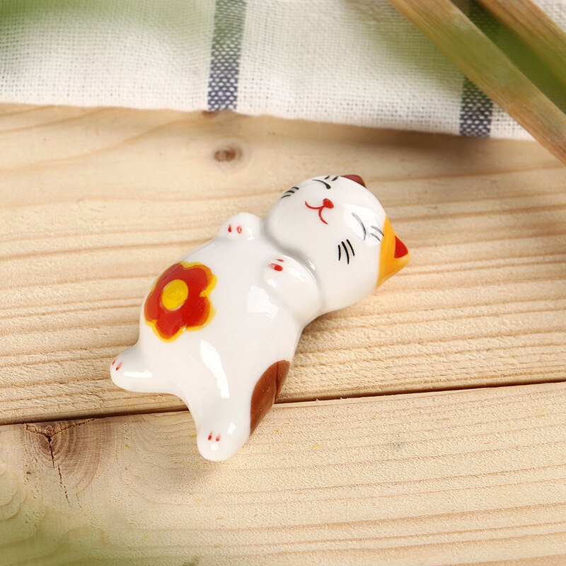 Japanese Style Underglaze Ceramic animals Chopstick Holder Tableware Restaurant Simple Oval Spoon Bracket Utensil For Kitchen