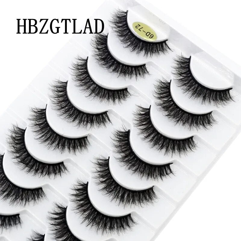 Fluffy 10 Pairs Faux Mink False Eyelashes Natural Long Lashes Crisscross Wispy Fake Eyelashes Extension