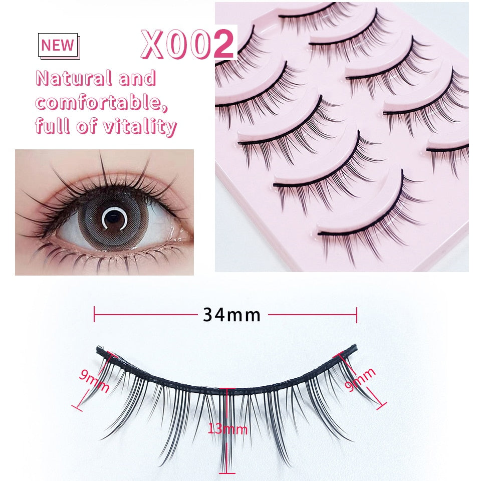 Eyelashes 5 Pairs Soft Natural Mink Lashes Manga Lashes