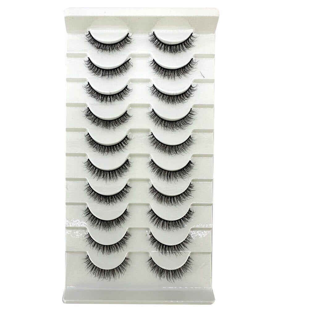 10Pairs False Eyelashes 6D Super Fluffy Wispy Faux Mink Eyelashes Cat Eye Dramatic Lashes Eyelash Extension