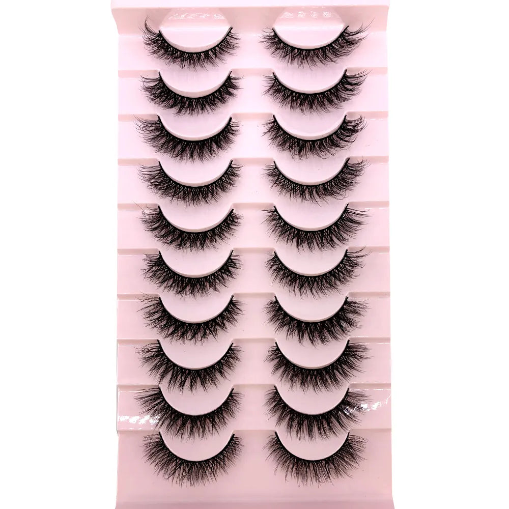 10 Pairs 3D Faux Mink Hair False Eyelashes Natural Messy Eyelash Crisscross Wispy Fluffy Lashes Extension