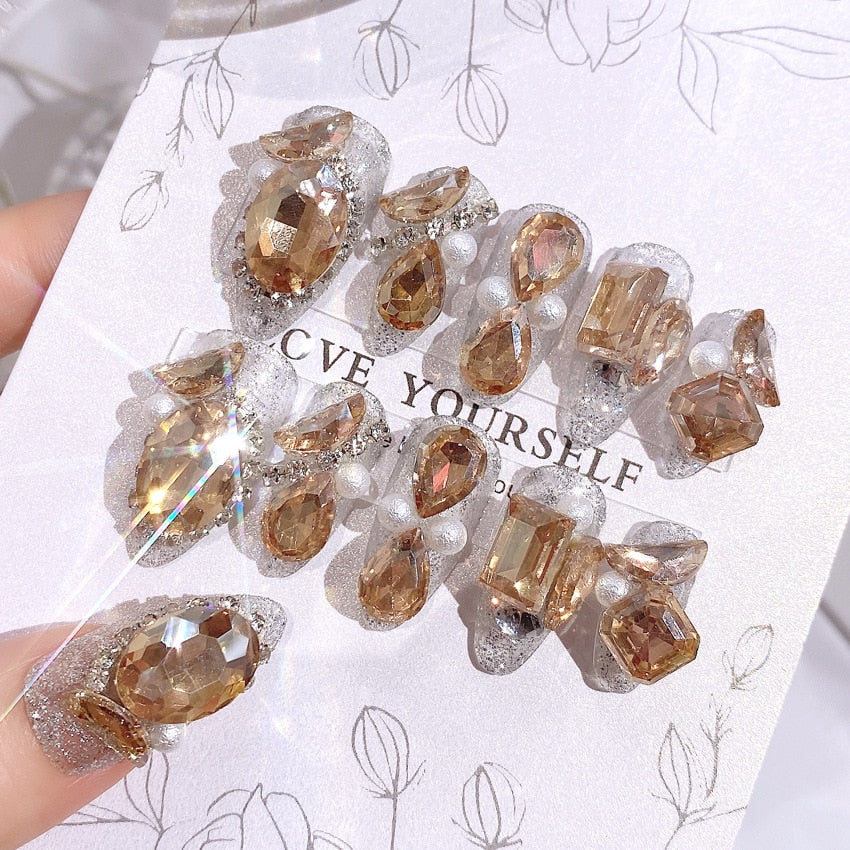 24pcs Butterfly decorated false nails Removable Long Paragraph Manicure fake nail tips full cover acrylic for girls nail