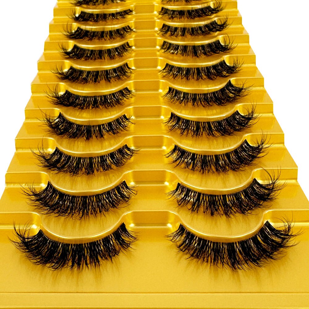 Manga Lashes 10 Pairs cosplay 3D Faux Mink Lashes Natural short Full Strip Lashes Clear Band Natural Eyelashes Extension