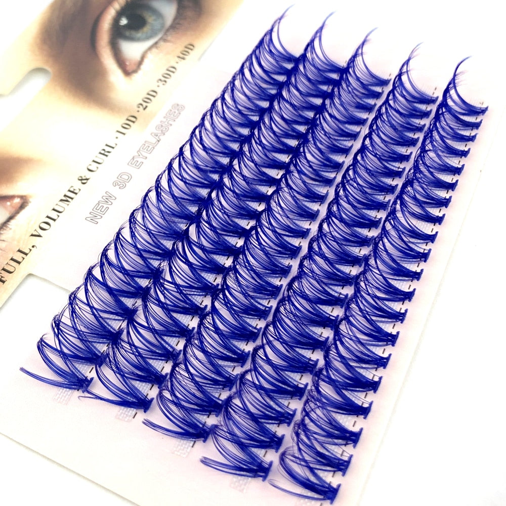 Colored Eyelash Clusters Curly Eyelashes Pink Blue Colors Eyelashes Natural Wispy Mixed Length Eyelash Pack Lashes