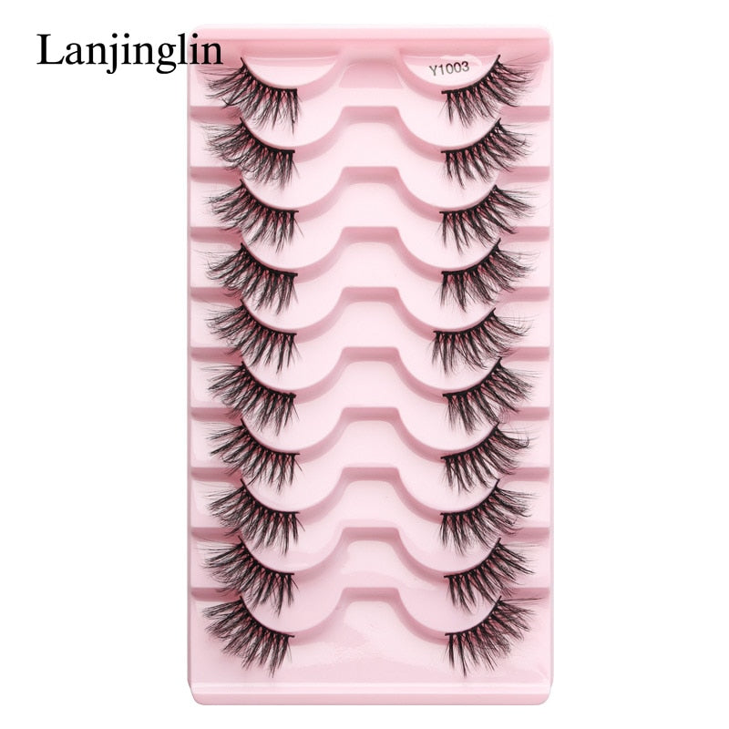 Half Eey Lashes 3/5/10 Pairs Faux Mink Lashes Natural False Eyelashes Wispy Fluffy Eyelash Extension