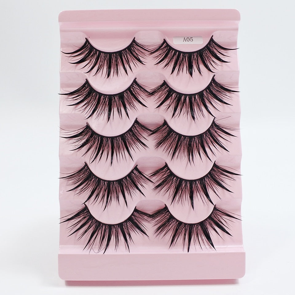 Eyelashes 5 Pairs Soft Natural Mink Lashes Manga Lashes