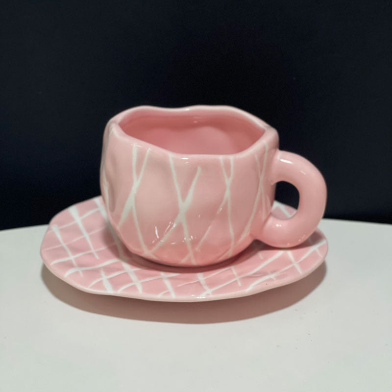 Japanese Hand Painted The Blue Sky and White Clouds Coffee Cup With Saucer Ceramic Handmade Tea Cup Saucer Set Cute Gift For Her