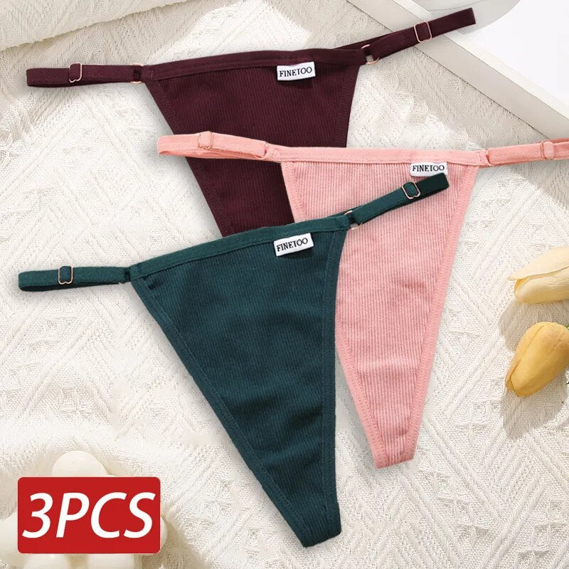 Cotton Sexy Thongs Adjustable Women's Panties Soft Panties Low Waist Seamless Thongs Woman Lingerie Tangas Mujer S-XL