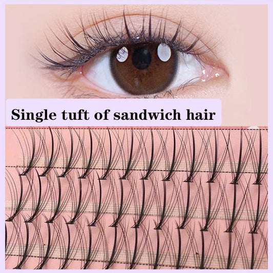 60 clusters Eyelash Single tuft of M sandwich eyelash Grafting False Eyelashes