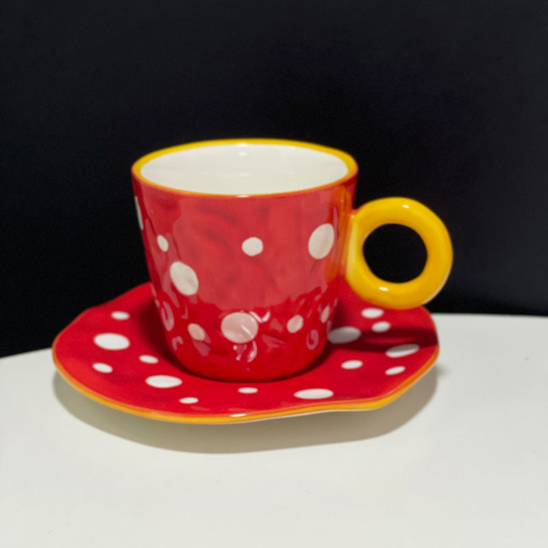 Japanese Hand Painted The Blue Sky and White Clouds Coffee Cup With Saucer Ceramic Handmade Tea Cup Saucer Set Cute Gift For Her