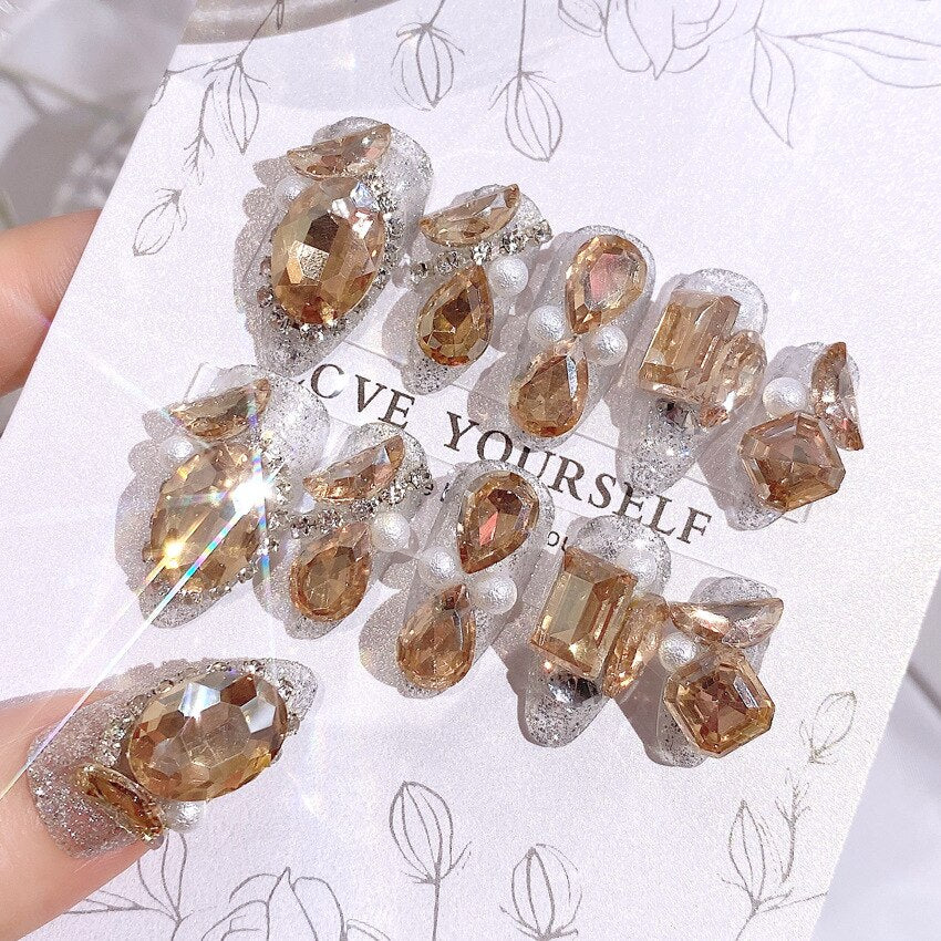 24pcs Butterfly decorated false nails Removable Long Paragraph Manicure fake nail tips full cover acrylic for girls nail