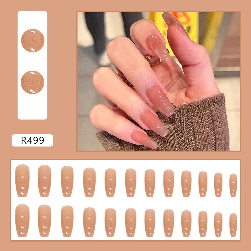 24pcs Press on Nails Short Fake Nails with Glue Jelly Gradient Design Detachable Artificial Nail Acrylic Coffin False Nails Tips