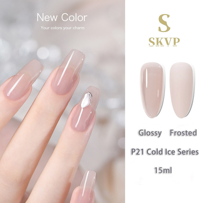 Jelly nude gel Nail Polish Pudding Translucent  Nude Gel Nail Polish UV Gel Semi Permanent Varnish 15ML Large Capacity Gel