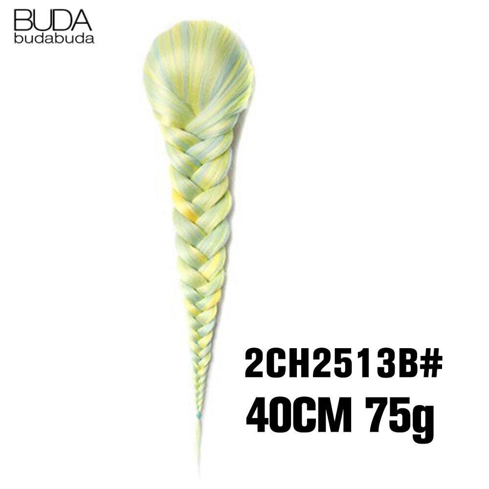 Synthetic Braided Plaited Fishtail Fishbone Drawstring Ponytail 20Inch Long Ombre Blonde Pink Hair Extensions For Women