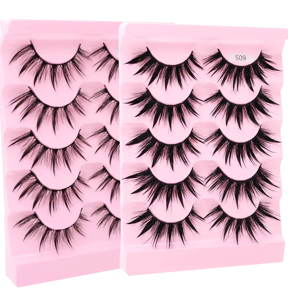 5 Pairs Wet False Eyelashes Naturally Wear False Eyelashes Everyday Sharp Tail Thick Simulation Cross