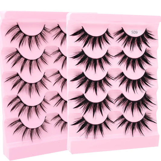 5 Pairs Wet False Eyelashes Naturally Wear False Eyelashes Everyday Sharp Tail Thick Simulation Cross