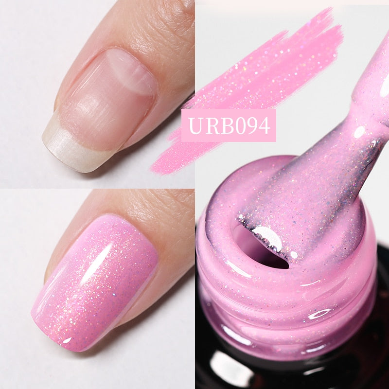 Aurora Rubber Gel Nail Iridescent Pearl Effect Metallic Mirror Nails Manicure Soak Off UV LED No Wipe Top Coat Base Gel