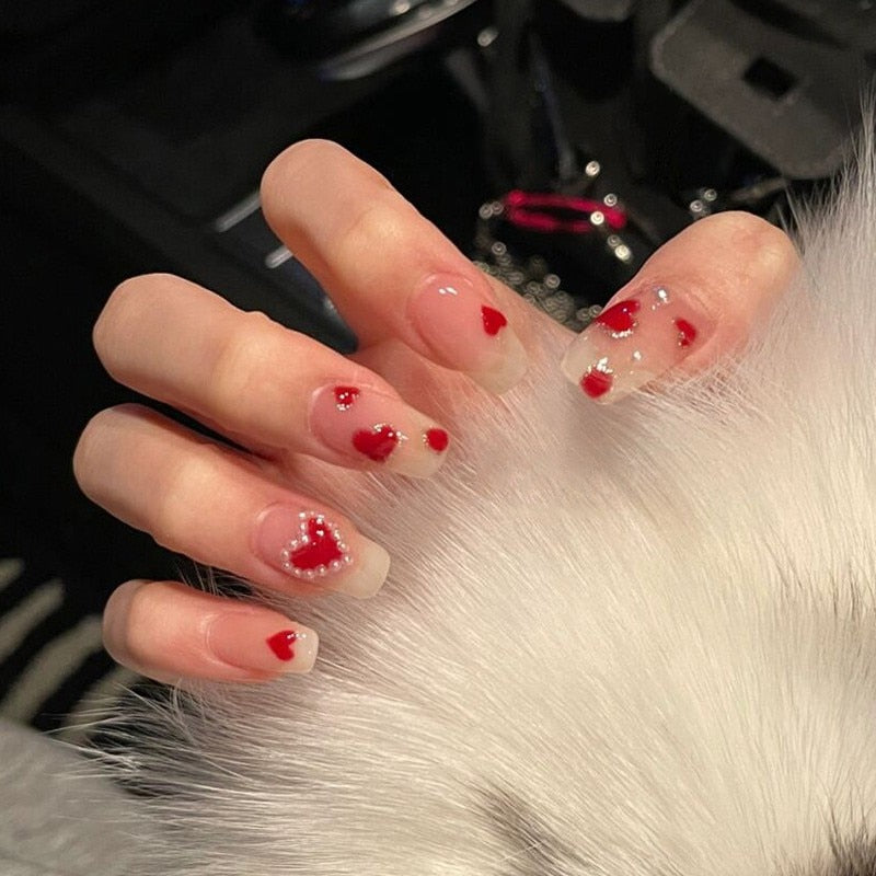 24Pcs False Nails Coffin Almond Artificial Fake Nails with glue Full Cover Nail Tips Press On Nails Manicure