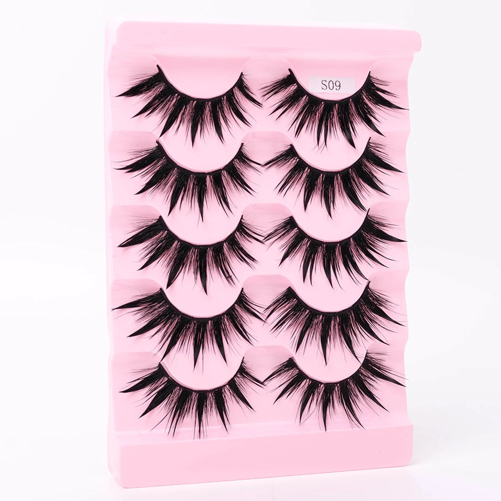 5 Pairs Wet False Eyelashes Naturally Wear False Eyelashes Everyday Sharp Tail Thick Simulation Cross