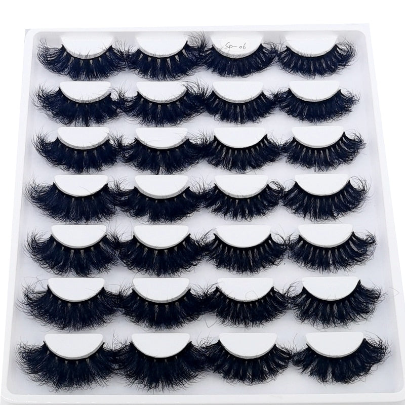 Lashes 14 Pairs Eyelashes Faux Mink Eyelashes Long Lasting Fluffy 25mm Mink Lashes Dramatic Volume lashes Extension Thick Long
