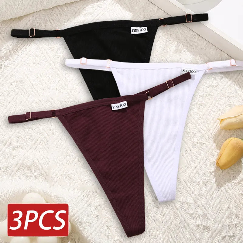 Cotton Sexy Thongs Adjustable Women's Panties Soft Panties Low Waist Seamless Thongs Woman Lingerie Tangas Mujer S-XL