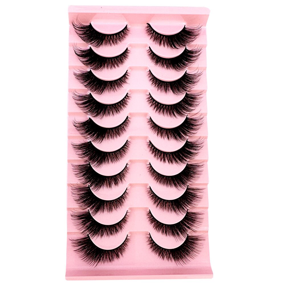 10Pairs False Eyelashes 6D Super Fluffy Wispy Faux Mink Eyelashes Cat Eye Dramatic Lashes Eyelash Extension