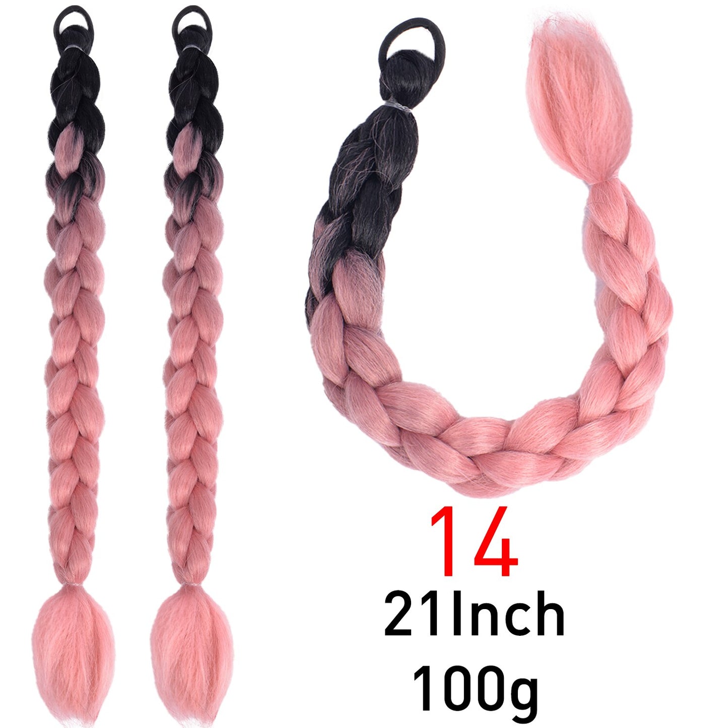 Synthetic Braided Plaited Fishtail Fishbone Drawstring Ponytail 20Inch Long Ombre Blonde Pink Hair Extensions For Women