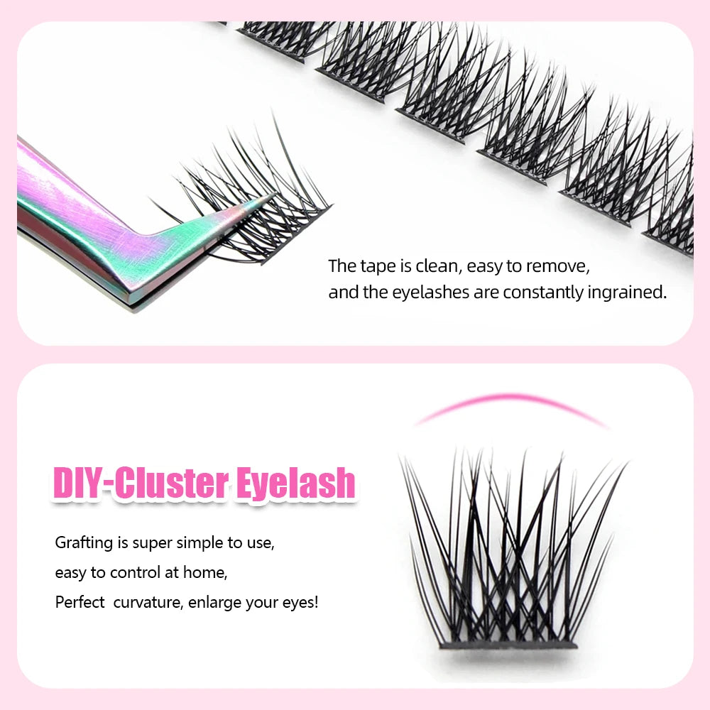 144pcs/case 100% Handmade DIY Lashes Extension 8-16mm Mix Length Eyelashes  Segmented Eyelashes Bundle Lash