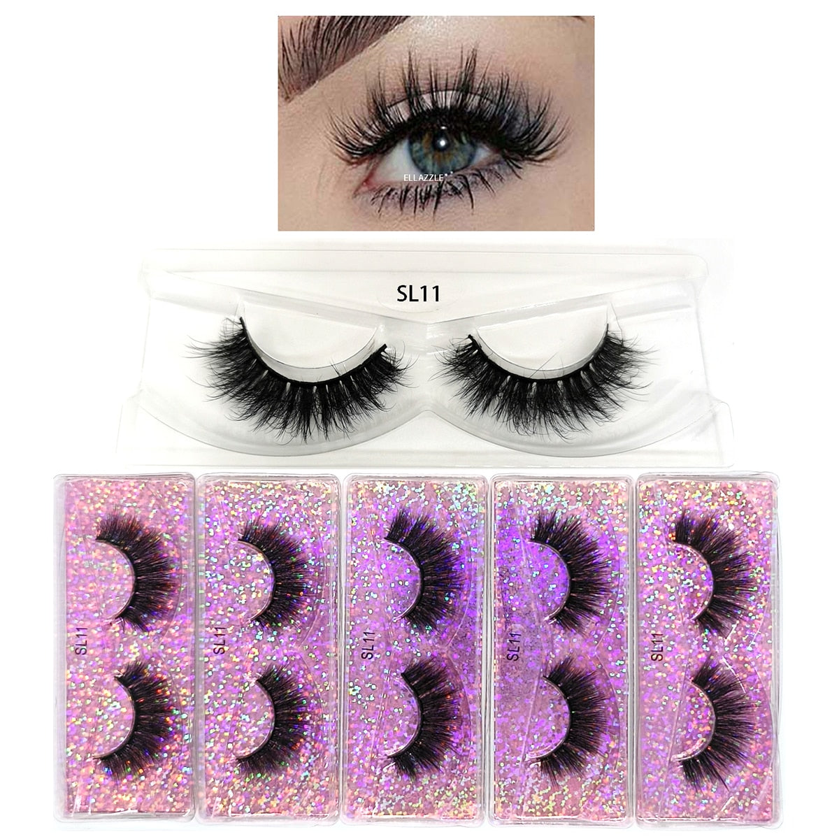 5 Pairs 3D Mink Lashes Fluffy Soft Wispy Natural Cross Eyelash Extension Reusable Lashes