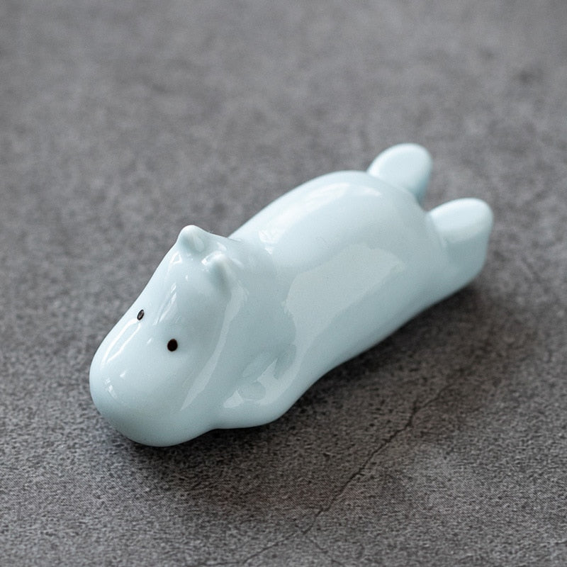 Japanese Style Underglaze Ceramic animals Chopstick Holder Tableware Restaurant Simple Oval Spoon Bracket Utensil For Kitchen