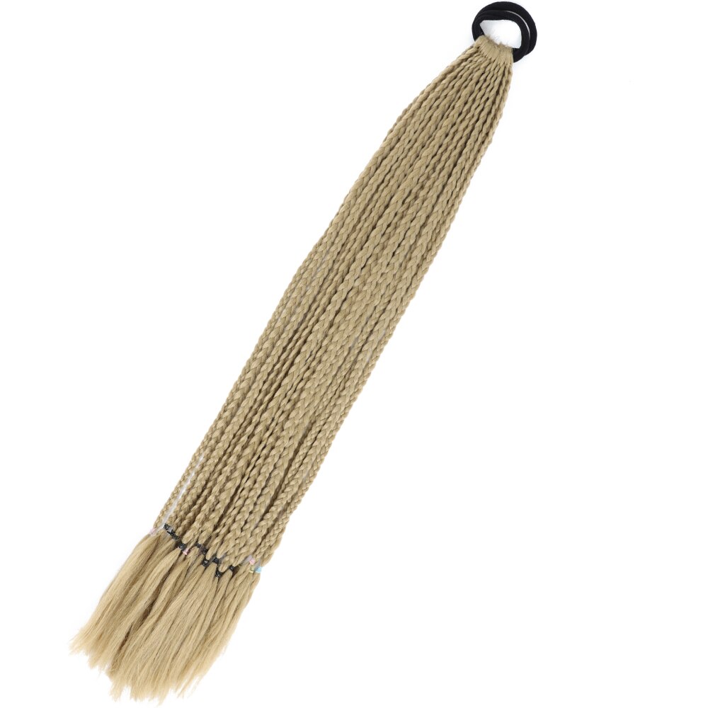 Colored Gradient Box Braided Ponytail For Girls With Elastic Hair Band Rubber Band Hair Accessories Wig Headband Hairpiece