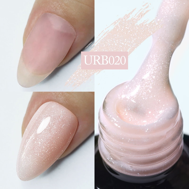 Aurora Rubber Gel Nail Iridescent Pearl Effect Metallic Mirror Nails Manicure Soak Off UV LED No Wipe Top Coat Base Gel