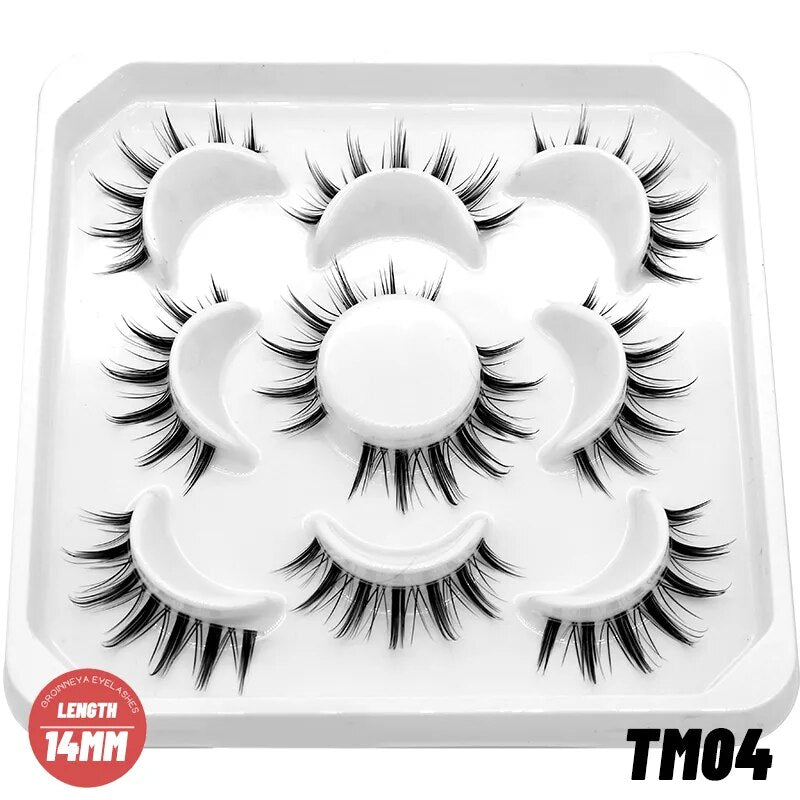Clear Eyelash Manga  Lashes False 5/10 Pairs Eyelashes Cat-Eye Natural Fluffy 3D Faux Mink Lashes Wispy Lashes