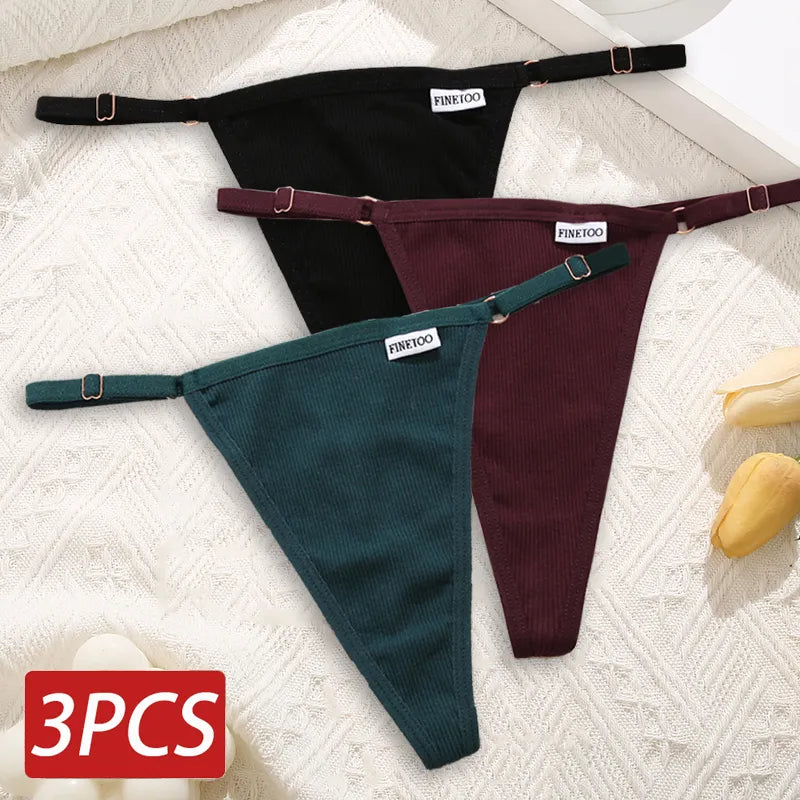Cotton Sexy Thongs Adjustable Women's Panties Soft Panties Low Waist Seamless Thongs Woman Lingerie Tangas Mujer S-XL