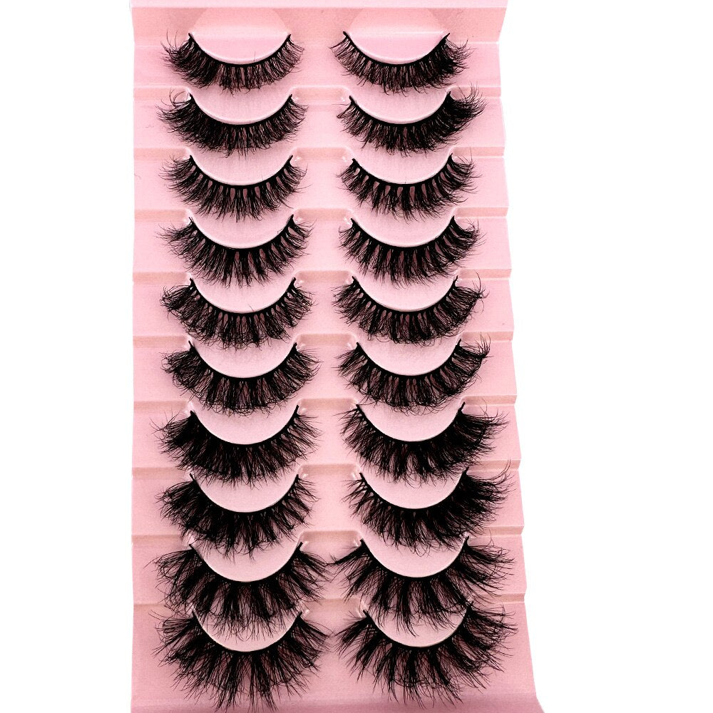 10Pairs False Eyelashes 6D Super Fluffy Wispy Faux Mink Eyelashes Cat Eye Dramatic Lashes Eyelash Extension