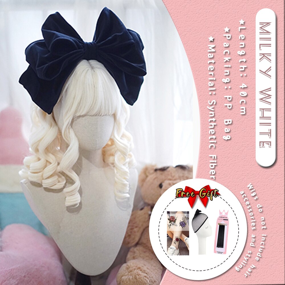 Extra Long Curly Hair with Bangs Cosplay Party Lolita Synthetic Wigs Heat Resistant Fiber