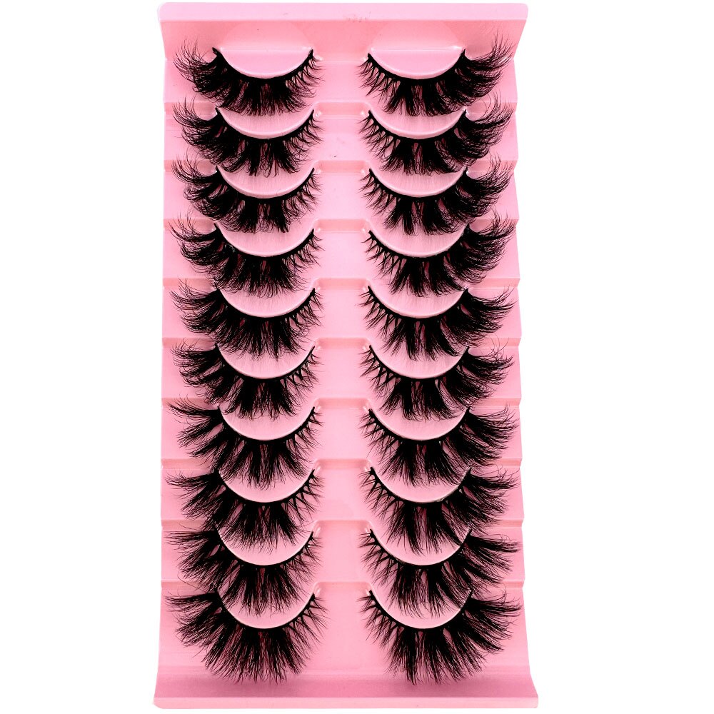 10Pairs False Eyelashes 6D Super Fluffy Wispy Faux Mink Eyelashes Cat Eye Dramatic Lashes Eyelash Extension