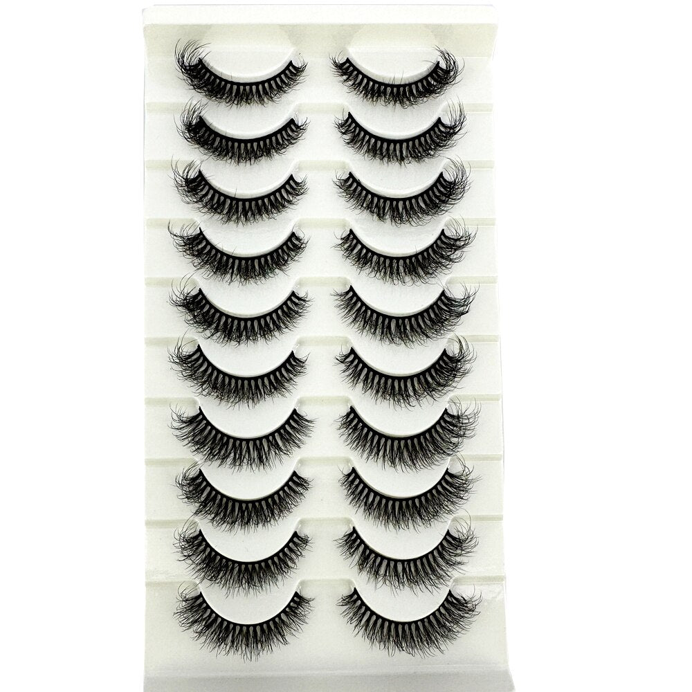 10Pairs False Eyelashes 6D Super Fluffy Wispy Faux Mink Eyelashes Cat Eye Dramatic Lashes Eyelash Extension