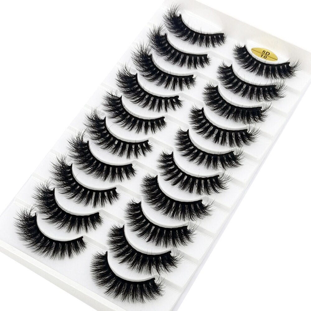 10 Pairs 3D Mink False Eyelashes Natural/Thick Eye Lashes  Fluffy Russian eyelahses Reusable