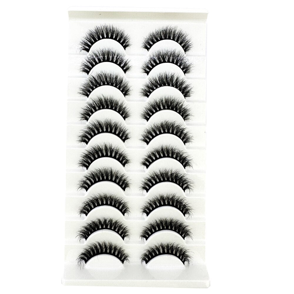 10Pairs False Eyelashes 6D Super Fluffy Wispy Faux Mink Eyelashes Cat Eye Dramatic Lashes Eyelash Extension