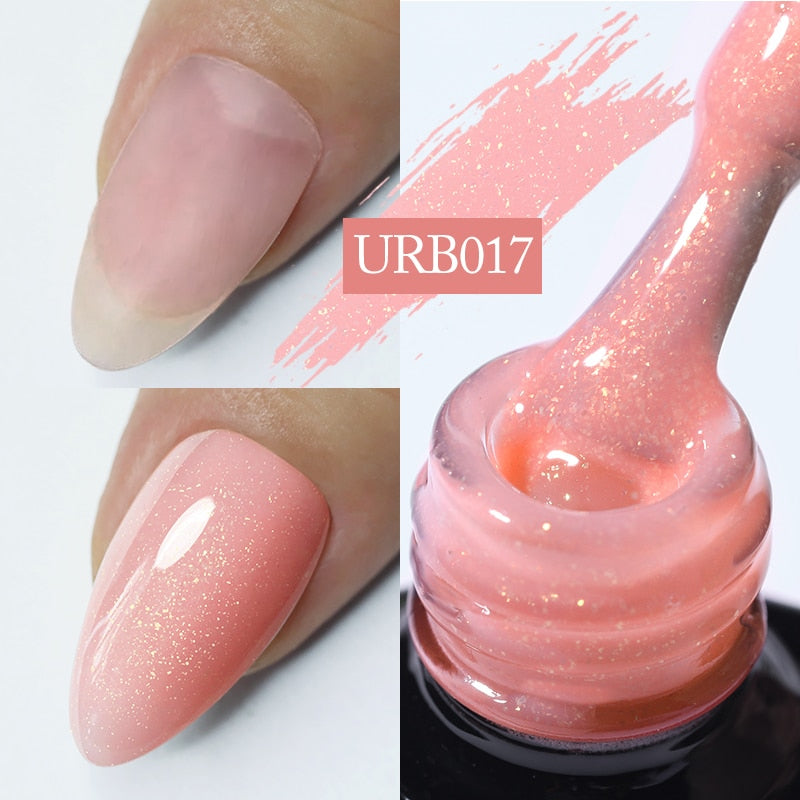 Aurora Rubber Gel Nail Iridescent Pearl Effect Metallic Mirror Nails Manicure Soak Off UV LED No Wipe Top Coat Base Gel